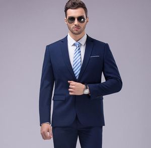 Navy Blue Male Wedding Prom Suit Slim Fit Bourgogne Business Business Men Formal Men Costume Man costumes 2pcs Set Jacketpants PLUS SI6701719
