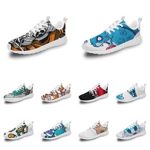 Мужчины Женщины Custom Sports Shoes Anime Cartoon Animal Design Diy Word Black White Blue красный красочный мужской тренер на открытом воздухе 044