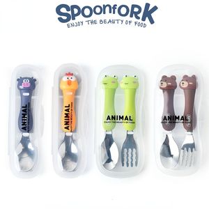 Cups Dishes Utensils Tableware Cartoon Kids Spoon and Fork Set Dessert Spoon for Children Fork Baby Gadgets Feedkid Childrens Cutlery for Kids 221119