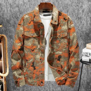 Piumino da uomo Parka Autunno Inverno Denim Camouflage Cappotti Uomo Tasche Stampato Colletto rovesciato Manica lunga Giacche casual allentate Uomo 221119