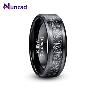 Band Rings NUNCAD 8mm Men's Width Tungsten Carbide Electroplated Black Inlaid Imitation Vermiculite Wedding 221119