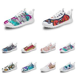 Homens Menino Sapatos Esportivos Personalizados Anime Cartoon Projeto de Animal Diy Palavra Preto Branco Azul Vermelho Treinador de Mens ao ar livre colorido 074