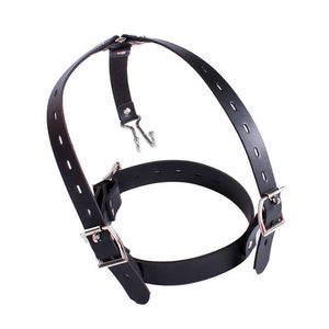 Beauty Items sexy Bondage BDSM PU Leather Nose Hook Collar Neck Harness Restraints Toys for Couples Femdom Erotic