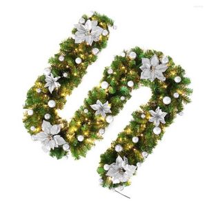 Dekorative Blumen PVC 2,7 m Weihnachts-Rattan Tragbarer Weihnachtsbaum zum Aufhängen Künstliche Girlande Innentreppe Einkaufszentrum Kranz Blau