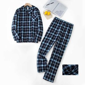 Mäns sömnkläder Autumn och vinterfast färgpyjamas kostym Bomull Plaid Men's Pyjamas Men's Casual Plus Size Pyjamas Home Service T221103