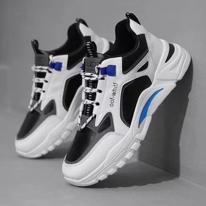 Mens Running Shoes Black White Yellow Breattable Knit utomhus andningsbara m￤n tr￤nare avslappnade sko sneakers