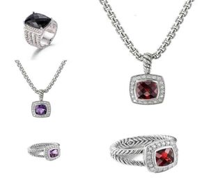 Jewelry Ring Diamond Dy Collar Sliver Sets para mujeres Ed alambre prismático Anillos negros Mujeres Micro TR2414418
