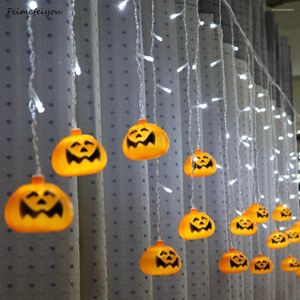 Strings Feimefeiyou 5m 216 LEDS Clampada LED Pumpkin Fairy Lights Kurtyn String Indoor Party Decor Pasek