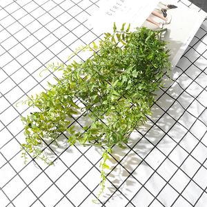 Decorative Flowers Artificial Green Plant Eucalyptus Plastic Money Leaves Seeds Grass Bush Rattan Home Wall Hanging Fake Flower Vine