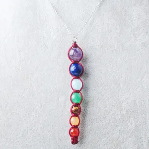 Mehrfarbige Lava-Halskette mit Anhänger, 7 Chakra-Heilungsbalance-Perlen, natürlicher Edelstein für Damen, Ohrringe-Set E9194