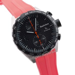 F1 Erkek izle VK Kuvars hareketi Kronometre paslanmaz çelik Kırmızı yüz Kauçuk kayış relojes lujo para hombre Kronograf Saatler Spor Kol Saati 45mm