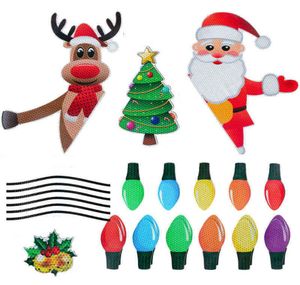 Noel dekorasyonları Noel dekorasyonları araba manyetik yansıtıcı çıkartma buzdolabı mıknatısları ışık ampul çıkartma yeni yıl 2023 xm