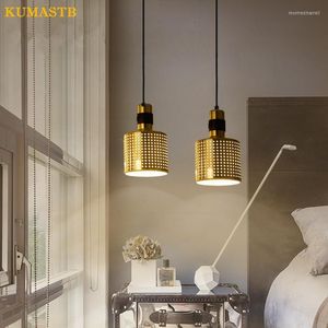 Pendant Lamps Creative Restaurant Bar Small Metal Light Fixture Bedroom Bedside Hanging Lamp Nordic Designer Gold Hollow