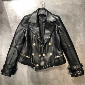 Frauen Leder Frau Mäntel Natürliche Schaffell Jacken 2023 Mode Weibliche Motorrad Kleidungsstück Mantel