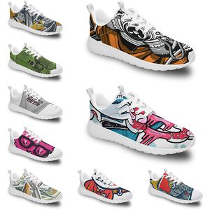 TRAN DIY Custom Running Shoes Women Men Trendy Trainer Outdoor Sneakers Black White Fashion Mens Yellow Breathable Casual Sports Fire-Red Style mnhu524