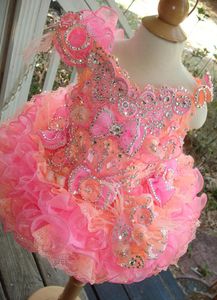 2021 Little Girls Pageant Dresses Rhinestones Beaded Handmade Flowers Toddler Glitz Mini Cupcake Gorgeous Flower Girl Dresses Love215U