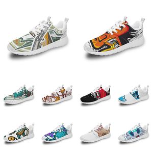 Homens Menino Mulheres Custom Sports Sapatos Anime Cartoon Design Animal Diy Palavra preta branca azul vermelho Colorido ao ar livre Mens treinador 010