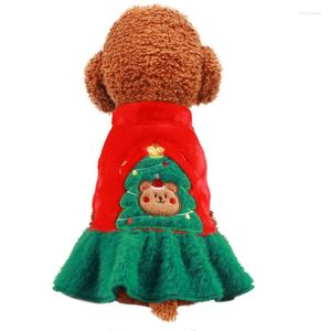 Dog Apparel Pet Clothes Christmas Year Autumn Winter Plus Velvet Warm Puppy Clothing Small Tree Bear Skirt