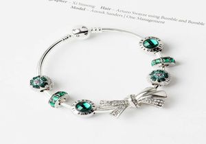 Ganze Mode 925 Silberarmbänder Charme Armband Bogenknoten Armbänder Charme Perlen Bangel Diy Schmuck für Weihnachten und Valenti1913590