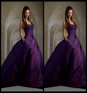 2020 charmiga lila aftonklänningar ärmlösa Elie Saab klänningar bollklänning Ruched Tafta Long Dress Prom med Pocket2662119