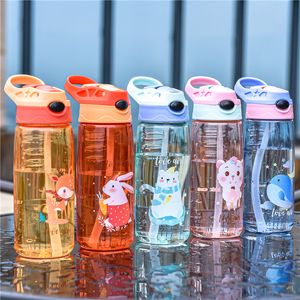 Cups Dishes Utensils Kids Water Sippy Cup Creative Cartoon Baby Feeding Cups with Straws Leakproof Water Bottles Outdoor Portable Childrens Cup 221119