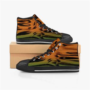 Män stitch skor anpassade sneakers canvas kvinnor mode svart orange mid cut andas andas ut utomhus sport promenad jogging color1