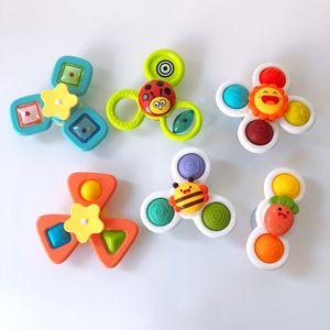 Bath Toys 1PcsCartoon Fidget Suction Cup Spinner Toy For Baby Rotating Rattle Educational Games Kids Montessori ForChildren 221118