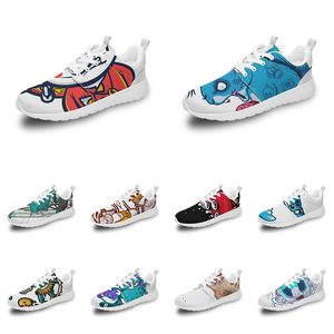 Homens Menino Sapatos esportivos personalizados Anime Cartoon Design de animais Diy Word preto branco azul vermelho Colorido ao ar livre Mens treinador 050