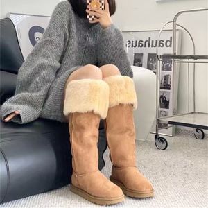 Boots Winter Warm Long Snow for Women Women's Outdoor Plush Shoes Leather Thigh High Over the Knee Flat Non-slip 221119