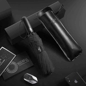 New 10K Fully Automatic Umbrella Large Windproof Business Three Folding Gifts For Men Rain Women Family Outdoor J220722