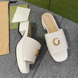 Сандалии на платформе G Модные дизайнерские кожаные тапочки GGity Женские классические шлепанцы на каблуке Женская обувь Большой размер 35-41 gsdfd