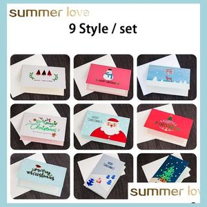 Other 9 Pcs/Pack Christmas Mini Lomo Card Valentines Day New Year Greeting Postcard Birthday Gift Mes Cartoon Blessing Cards Drop De Dht4H