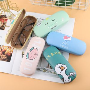 Sunglasses Cases iboode Cute Cartoon Pattern Folding Glasses Men Women PC Leather Fashion Portable Eyewear Protector Cover 221119