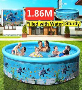 Max 186x40cm barn uppblåsbar pool badkar baby barn hem utomhus stor pool uppblåsbar fyrkantig pool x0710