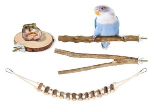 Outros pássaros suprimentos 4 PCSset Stand Stand Stand Acessórios de gaiola de pássaros Permanente Natureza Nature Stick Stick Plataforma de corda Toys