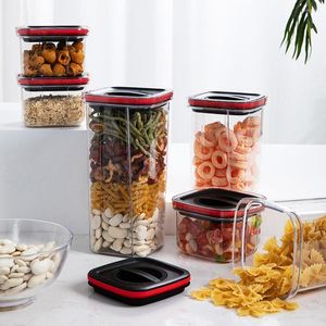 Bottiglie di stoccaggio Contenitore per alimenti in plastica per barattoli da cucina Convenienza Organizer Vasetti con coperchio Cereali sfusi Scatole per spezie