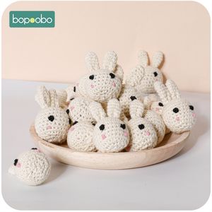 Zęby dziecięce zabawki bopoobo 15pc drewniane szydełkowe koraliki panda żucia DIY ząbkowania biżuterii łóżeczko Crib Sensory zabawka 221119