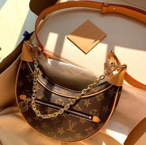 Designer Half Moon Shoulder Bags Women's Handbag Vintage Metal Chain Underarm Bag Marel Printed Crossbody Bag Horn Shape Purse 156