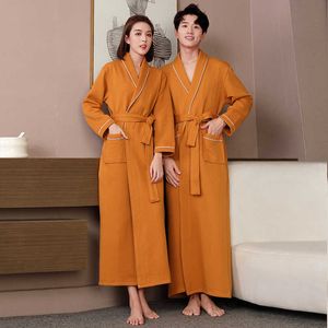 Men's Sleepwear Spring Autumn Home Clothes Male Woman Unisex Kimono Bathrobe Waffle Men Female Dressing Gown Couple Nightgown Sleepwear T221103