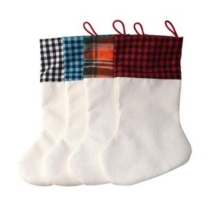 Sublimation Christmas Stocking Xmas Fireplace Hanging Stocking Candy Toy Storage Gift Bags Festival White Blanks Socks SN250