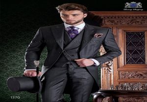 2018 Custom Made Morning Morning Style Groom Tuxedos Dark Grey Man Groomsman Suit Mens Bröllopsdräkter Brudgummen Tailcoat Jacketpant