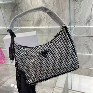 designerskie torby kobiety mini nylonowe torebki torebki hobo czarny biały wieczór worka dhinestone błyszcząca diamentowa torebka na ramię