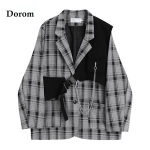 Women's Suits Blazers Vintage Plaid Jacket Women Korean Style V-neck Elegant Double Breasted Blazer Female Streetwear Harajuku Long Sleeve Suit Coat 221119