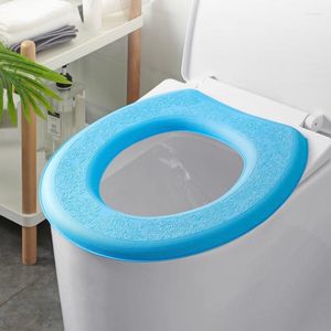 Toilet Seat Covers Waterproof Paste Type EVA Warm Keeping Non-slip Cushion Cover O-shape 4 Seasons Bathroom Closestool Mat