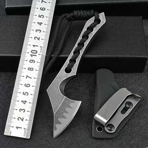 New Mini Axe Knife Z-Wear Steel Black Stone Wash 60-61HRC Outdoor Hunting Self Defense Survival Pocket Knives EDC Tool With Kydex UT85 UT88 4300 3400 4600 9000