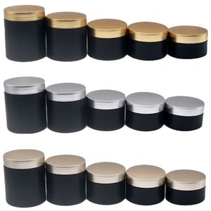 Packing Empty Cosmetic Plastic Bottle Frosted Black Cream Jar Gold Rose Gold Silver Cover 100g 120g 150g 200g 250g Refillable Portable Packaging Container