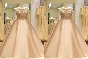 Bling Bling Beading Crystal Cocktail Party Dresses Aline Satin Boat Neckline Prom Dress Long Pageant Dress Women Evening Gowns El2182645