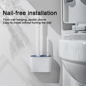 V￤ggh￤ngande tpr toalettborste med h￥llare set silikonborst f￶r golvbadrum reng￶ring 211023