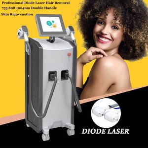 Professional Diode Laser Hair Removal 755 808 1064nm Double Handle 808nm Lazer Skin Rejuvenation Treatment Painless Equipment Ce Approved