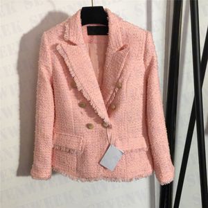 Kadınlar için Tweed Suit Ceketler Lüks Altın Tokalı İnce Blazer Katlar Yüksek Sınıf Bayanlar Dış Giyim İş Ceketi